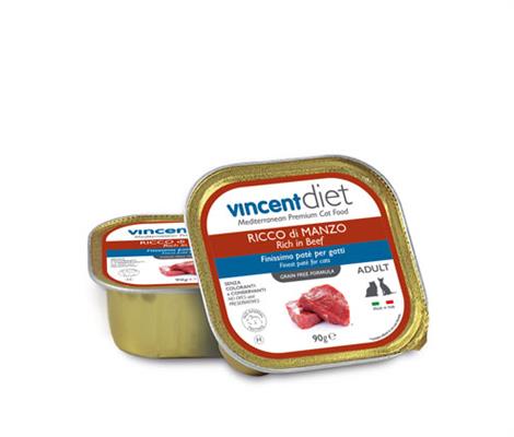 Vincent Diet Cat Patè Manzo 90 g