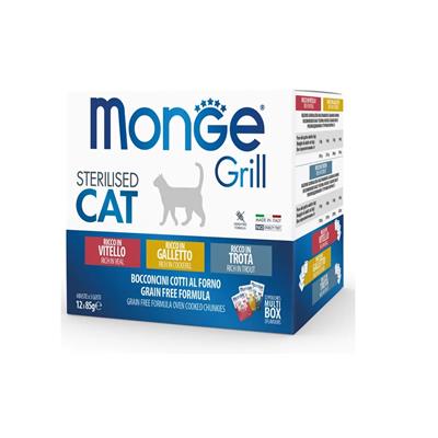 Monge Grill Cat MultiBox Steril Galletto Trota Vitello Sterilised 12