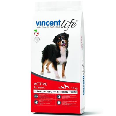 Vincent Life Dog Active Pollo e Riso 15 kg