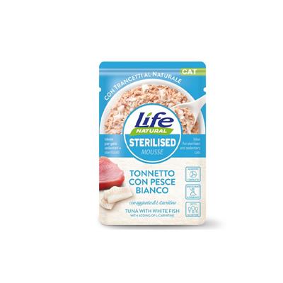 Life Cat Natural Buste Sterilised con Tonnetto e Pesce Bianco 70 g