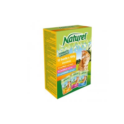 Naturel Cat Multipack con Pollo, Vitello e Platessa 12 Buste x 100 g