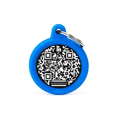 Medaglietta Hushtag PLUS QR Code Cerchio Blu