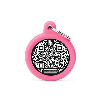 Medaglietta Hushtag PLUS QR Code Cerchio Rosa