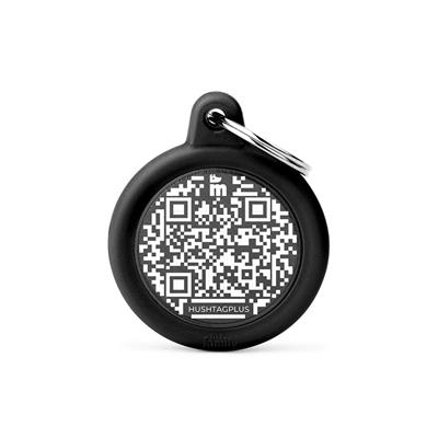 Medaglietta Hushtag PLUS QR Code Cerchio Nero