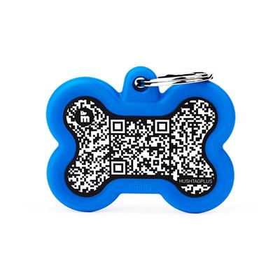 Medaglietta Hushtag PLUS QR Code Osso Blu