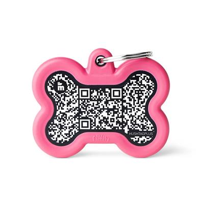 Medaglietta Hushtag PLUS QR Code Osso Rosa