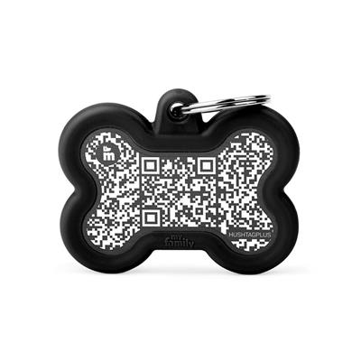 Medaglietta Hushtag PLUS QR Code Osso Nero