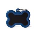 Medaglietta Hushtag Osso Alluminio Nero Gomma Blu Notte 4,1x3,3 cm