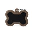 Medaglietta Hushtag Osso Alluminio Nero Gomma Marrone 4,1x3,3 cm