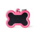 Medaglietta Hushtag Osso Alluminio Nero Gomma Rosa 4,1x3,3 cm