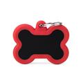 Medaglietta Hushtag Osso Alluminio Nero Gomma Rossa 4,1x3,3 cm