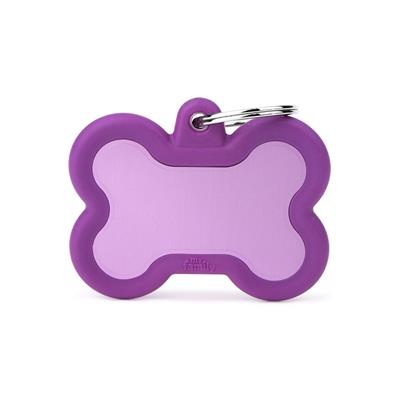 Medaglietta Hustag Alluminio Viola Con Gomma Viola Osso 4,1x3,3 cm