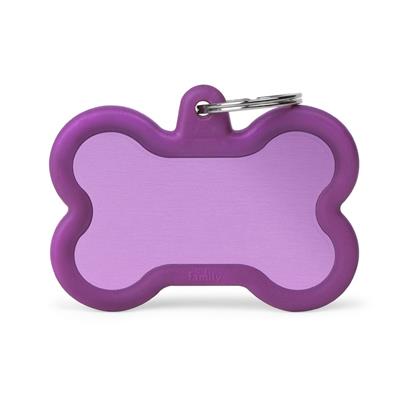 Medaglietta Hustag Alluminio Viola Con Gomma Viola Osso XL 4,9x3,6cm