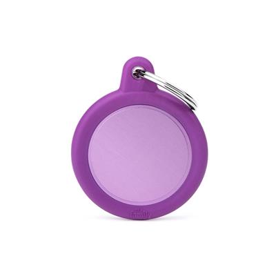 Medaglietta Hustag Alluminio Viola Con Gomma Viola Cerchio 3,1x3,8cm