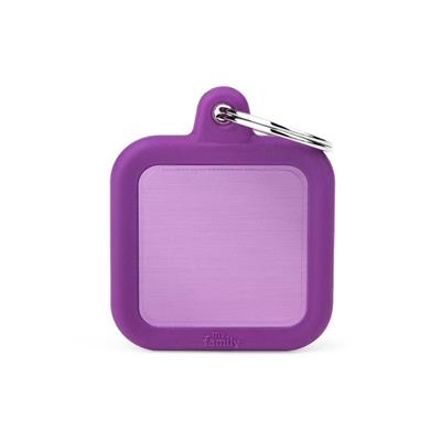 Medaglietta Hustag Alluminio Viola Con Gomma Viola Quadrato 3,1x3,8c